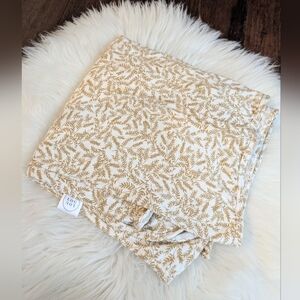 Lou Lou & Company Willow Gold White Leaf Print Swaddle Blanket